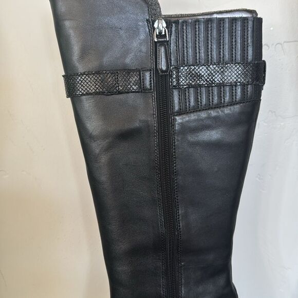Ecco Women’s Size 40 Black Leather Knee-High Boots Heeled Sleek Comfortable EUC - Picture 9 of 15